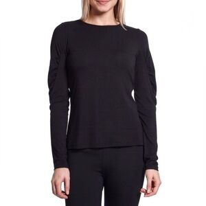 Capsule 121 Hisaki Ruched Sleeve Flarred Long Sleeve Top Women’s Black Size XL